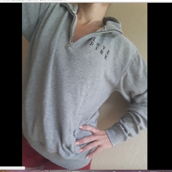 PINK Victoria's Secret Tops - love pink victoria's secret gray sweat shirt small
